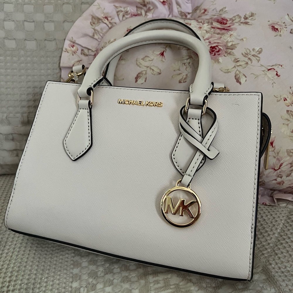 Michael Kors Cream Satchel with Gold Accents